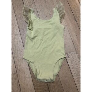 Noralee Bodysuit 12 Months Green Beige Provence Tulle Flutter Sleeve One Piece